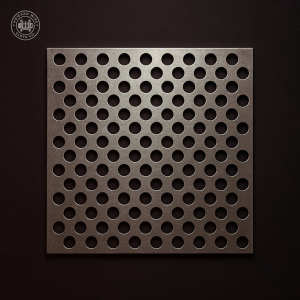 1/2" Hole on 11/16" Staggered - 1/4" Thick - Plain Steel Perforated - 48" x 120" Sheet - Howard Wire Cloth Co.