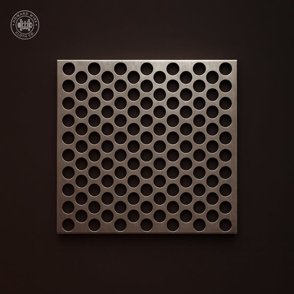 3/8" Hole on 9/16" Staggered - 1/4" Thick - Plain Steel Perforated - 48" x 120" Sheet - Howard Wire Cloth Co.