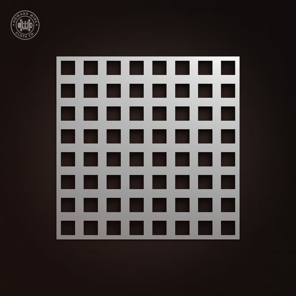 .200" Square Hole on 1/4" - 20 Gauge - Plain Steel Perforated - 48" x 120" Sheet - Howard Wire Cloth Co.
