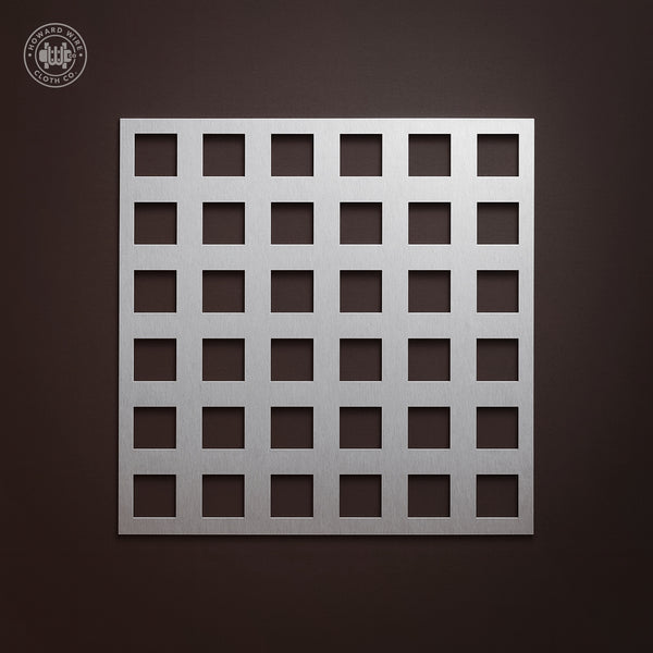 3/4" Square Hole - 16 Gauge - Plain Steel Perforated - 48" x 120" Sheet - Howard Wire Cloth Co.