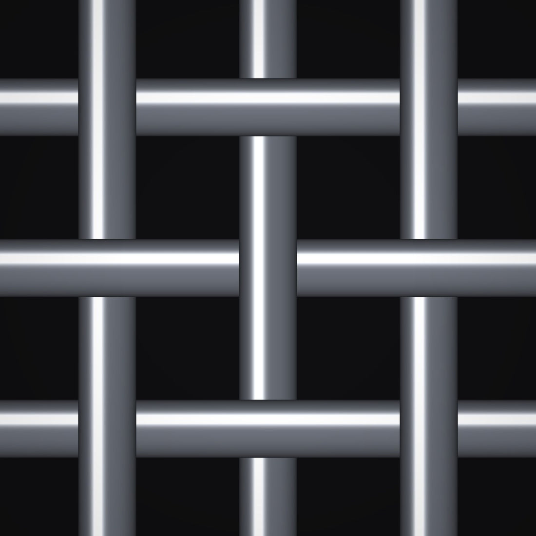 Close-up of 304 stainless steel crimped woven wire mesh, 3/8" square openings, in .135" wire