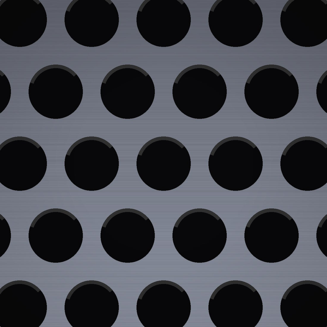 Close-up of 316 stainless steel perforated sheet, 3/16" round holes on 1/4" staggered centres