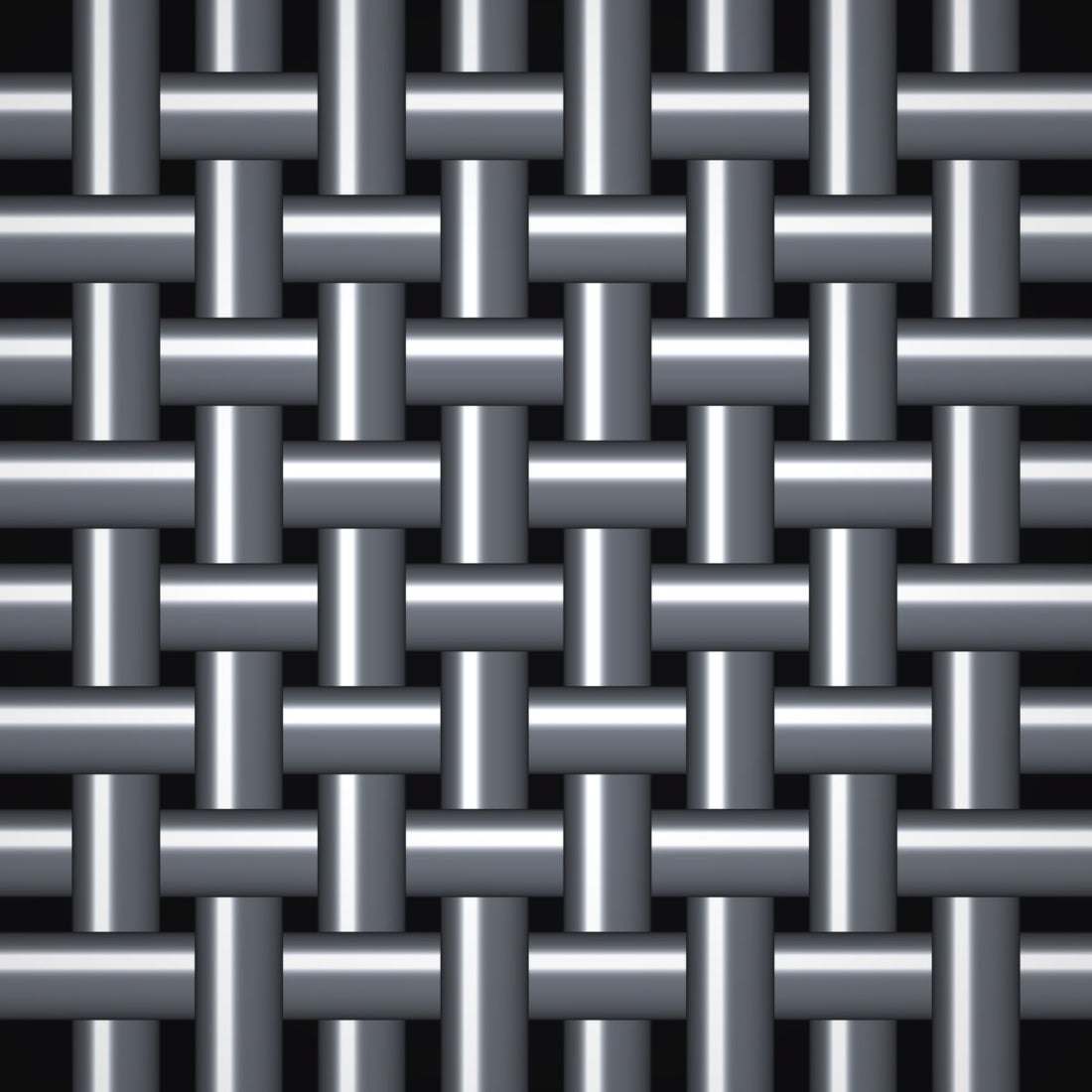 Close-up of 316 stainless steel crimped woven wire mesh, 1" square openings, in .135" wire