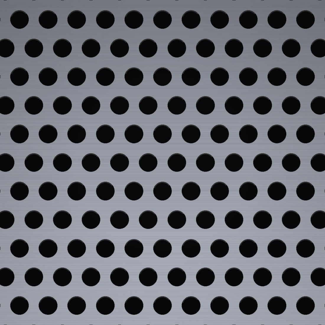Close-up of aluminum perforated sheet, .050" round holes on 5/64" staggered centres