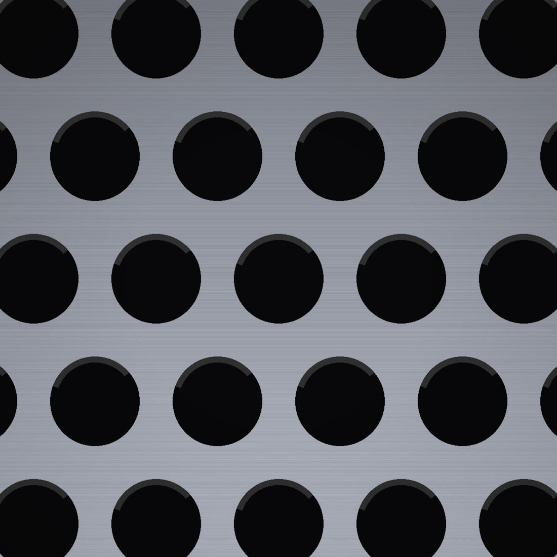 Close-up of aluminum perforated sheet, 1/2" round holes on 11/16" staggered centres