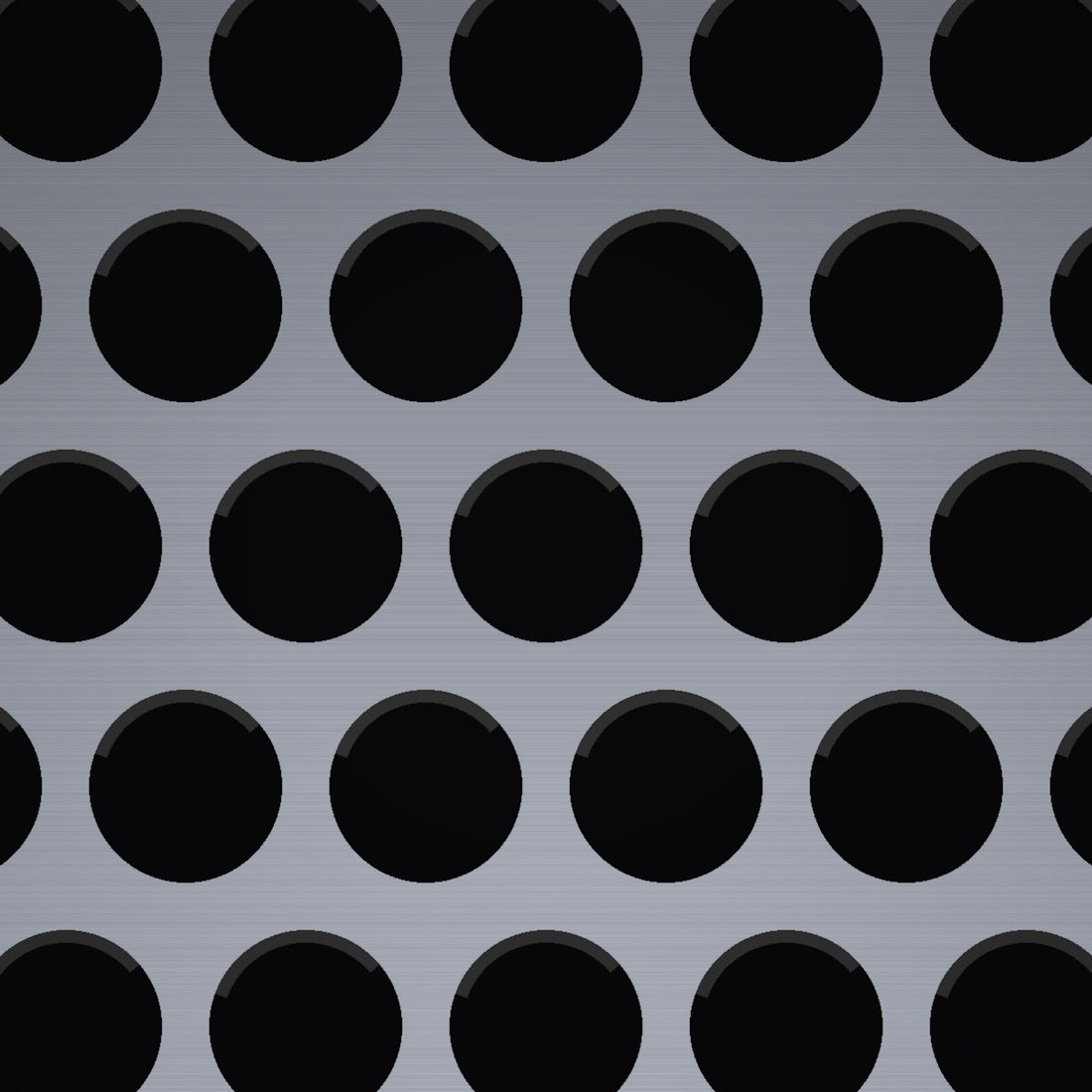 Close-up of aluminum perforated sheet, 1/4" round holes on 5/16" staggered centres