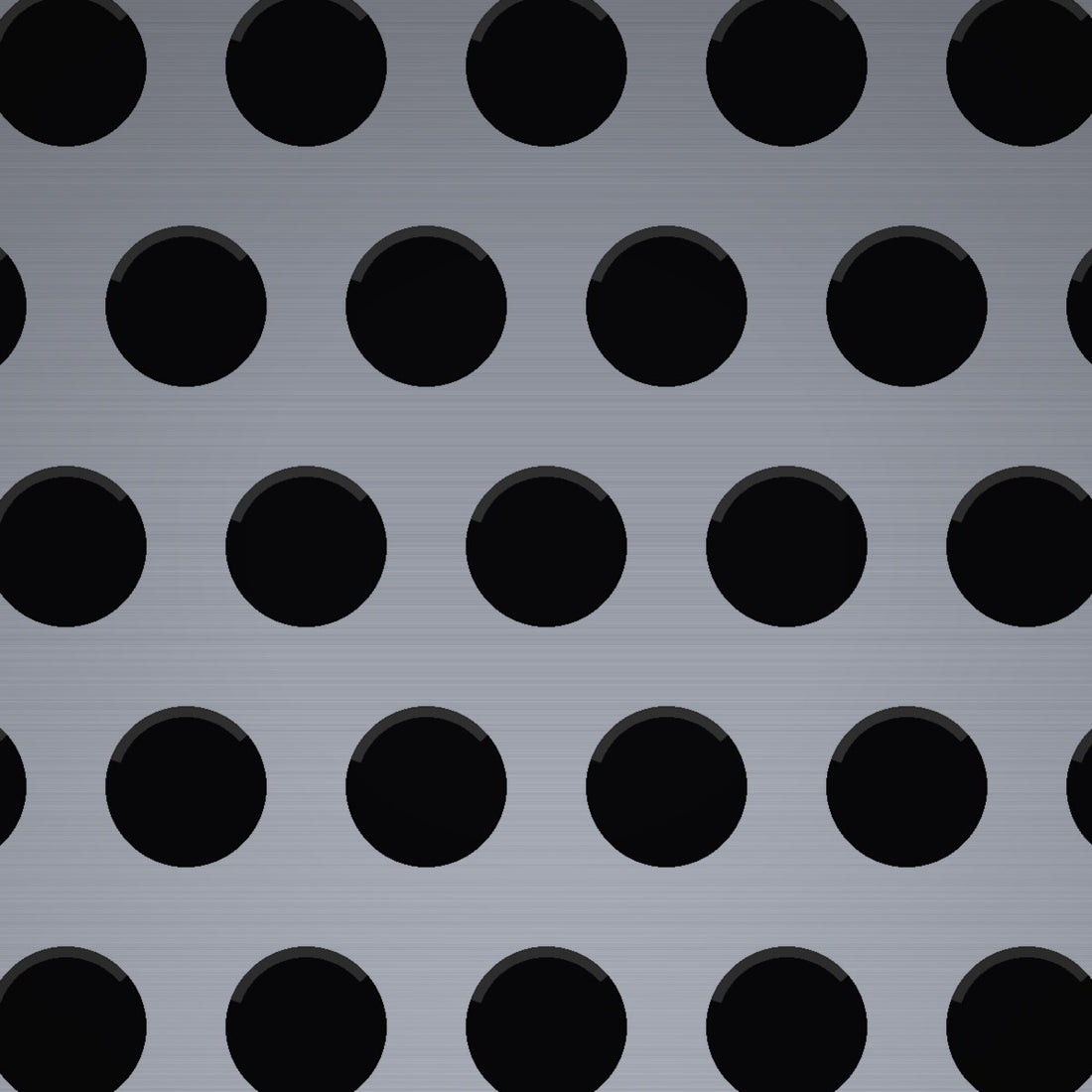 Close-up of aluminum perforated sheet, 1/8" round holes on 3/16" staggered centres