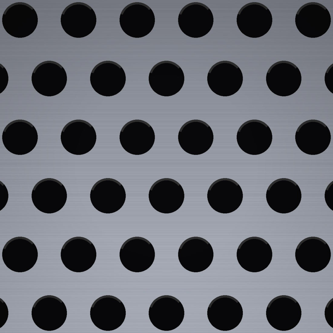 Close-up of aluminum perforated sheet, 3/32" round holes on 5/32" staggered centres