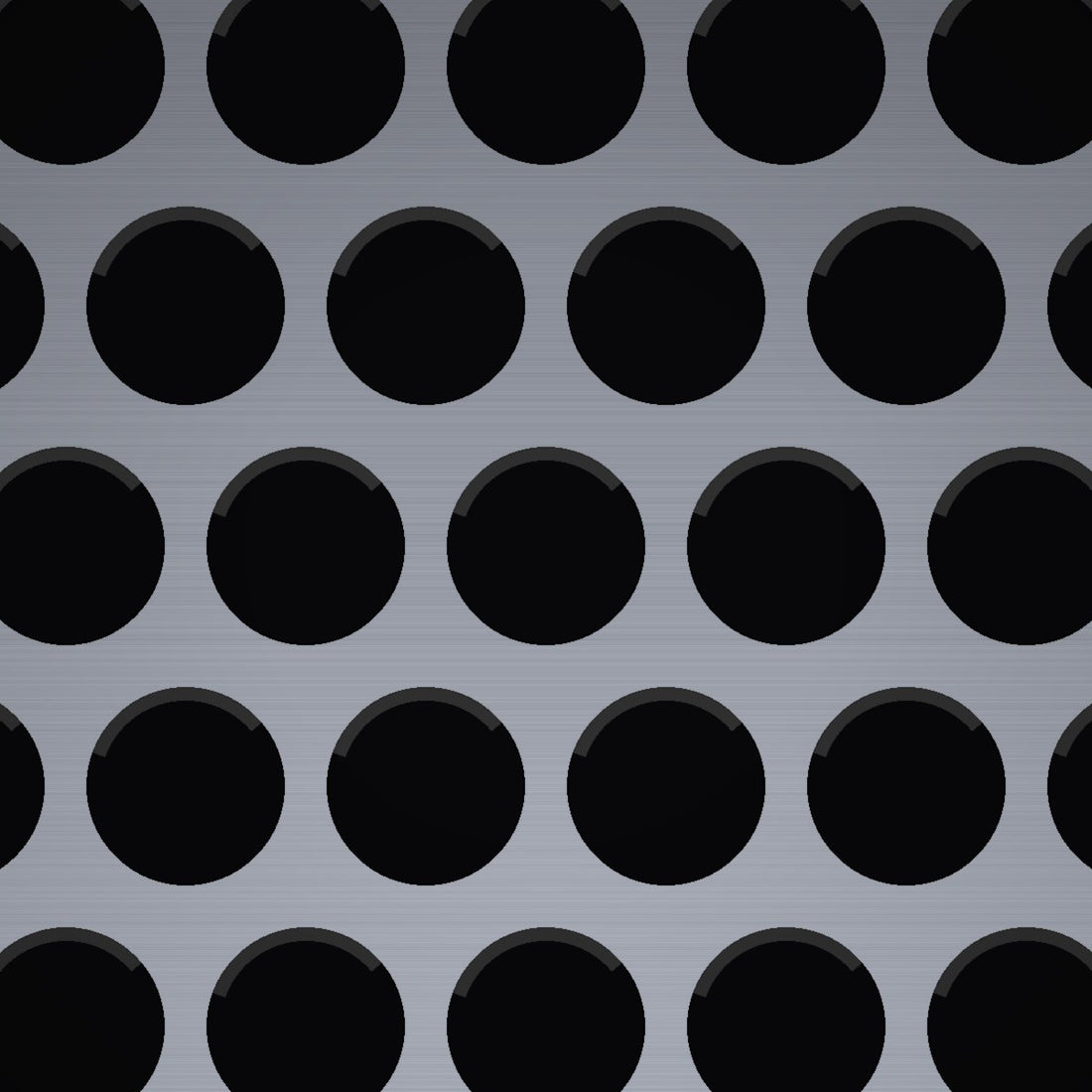 Close-up of aluminum perforated sheet, 5/32" round holes on 3/16" staggered centres