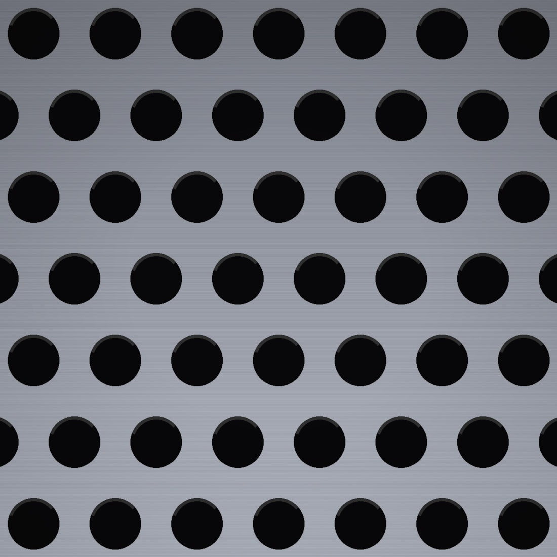Close-up of aluminum perforated sheet, 5/64" round holes on 1/8" staggered centres