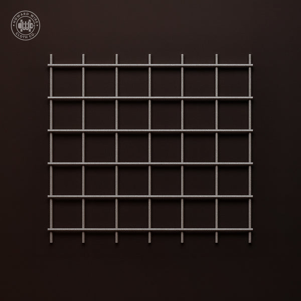 Studio product photograph of galvanized after welded wire mesh, 1 inch by 1 inch mesh with .080 inch wire diameter, on a dark graphite background.