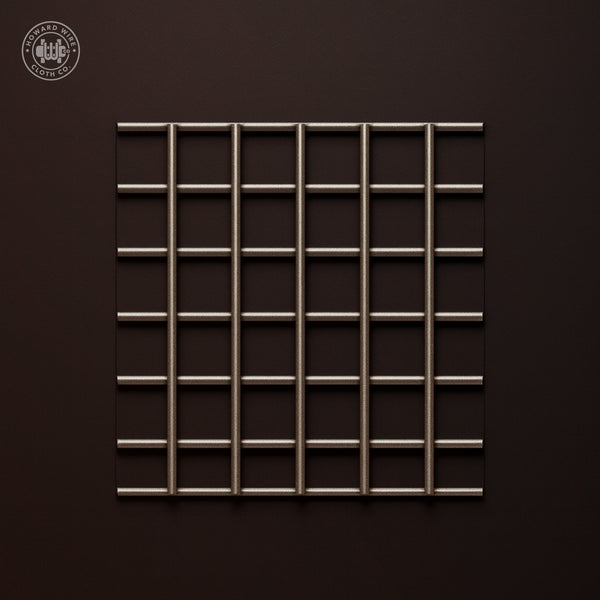 Studio product photograph of plain steel welded wire mesh, 1 inch by 1 inch mesh with .135 inch wire diameter, on a dark graphite background.