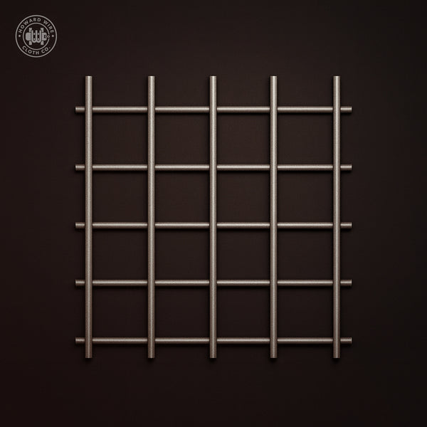 Studio product photograph of plain steel welded wire mesh, 1 inch by 1 inch mesh with .192 inch wire diameter, on a dark graphite background.