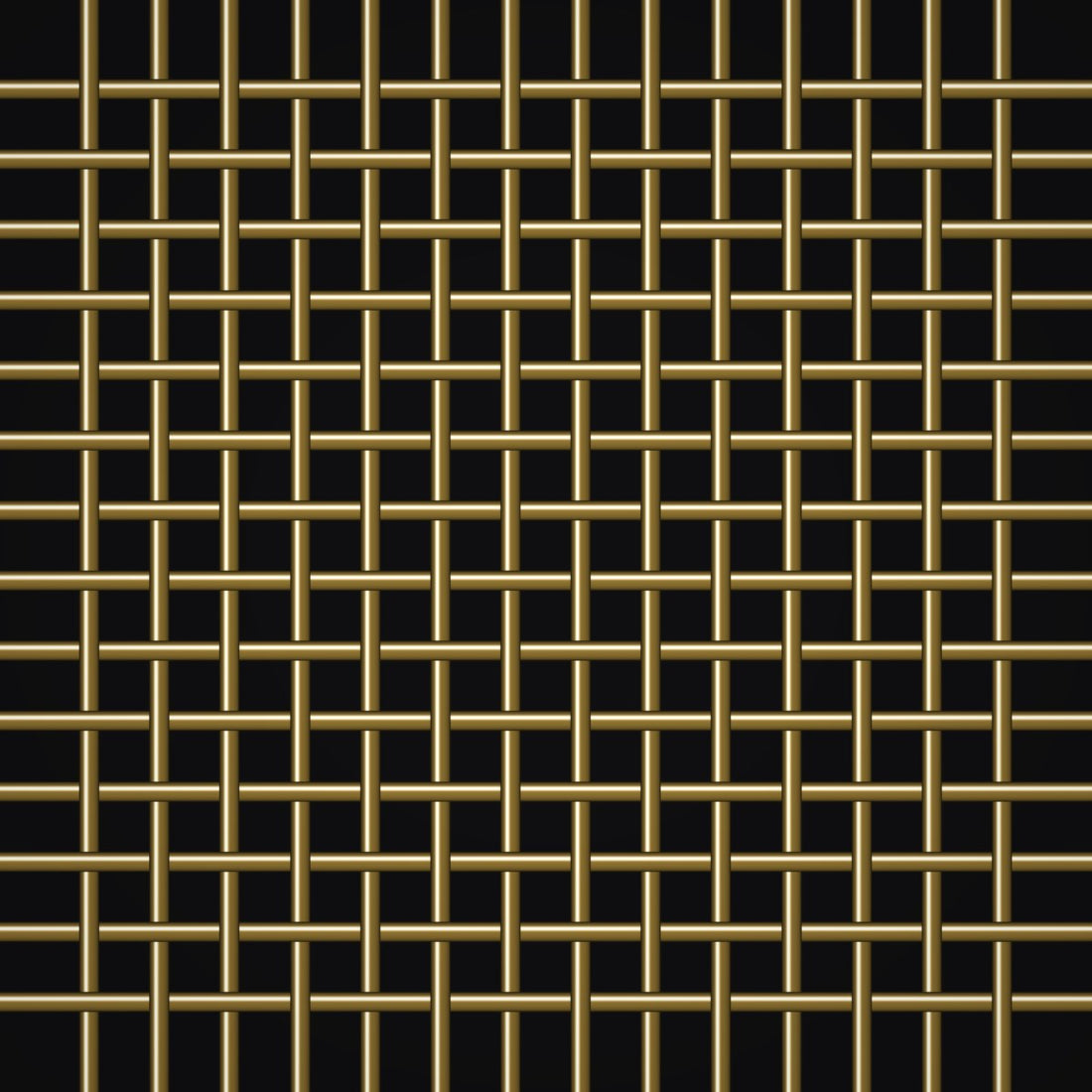Close-up of brass crimped woven wire mesh, 14 mesh, in .020" wire