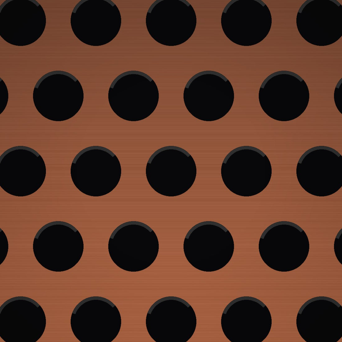 Close-up of copper perforated sheet, 1/8" round holes on 3/16" staggered centres