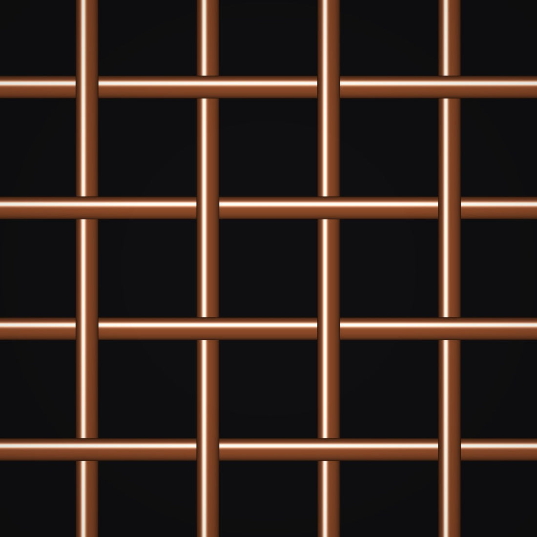 Close-up of copper crimped woven wire mesh, 4 mesh, in .047" wire