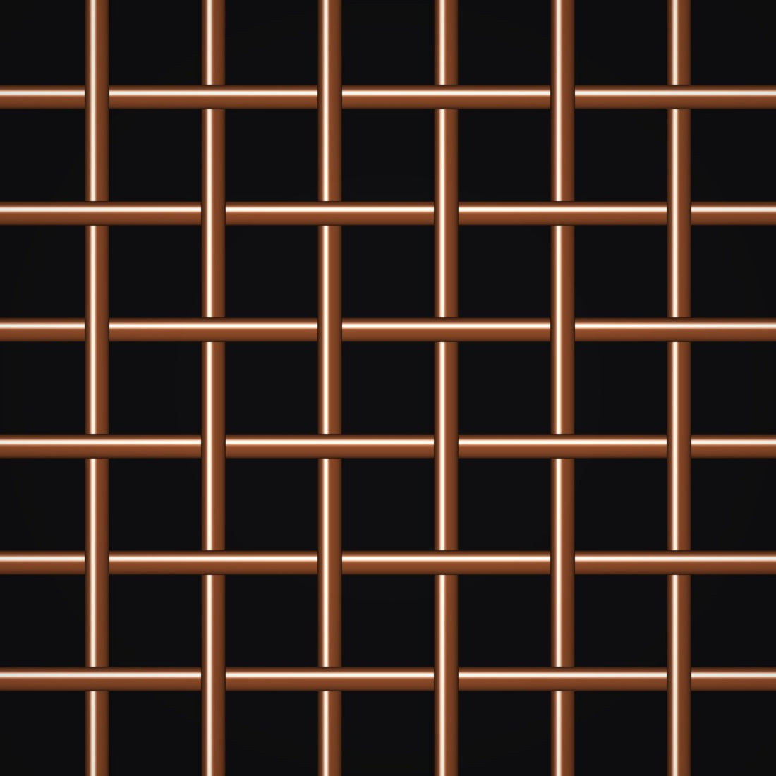 Close-up of copper crimped woven wire mesh, 6 mesh, in .035" wire