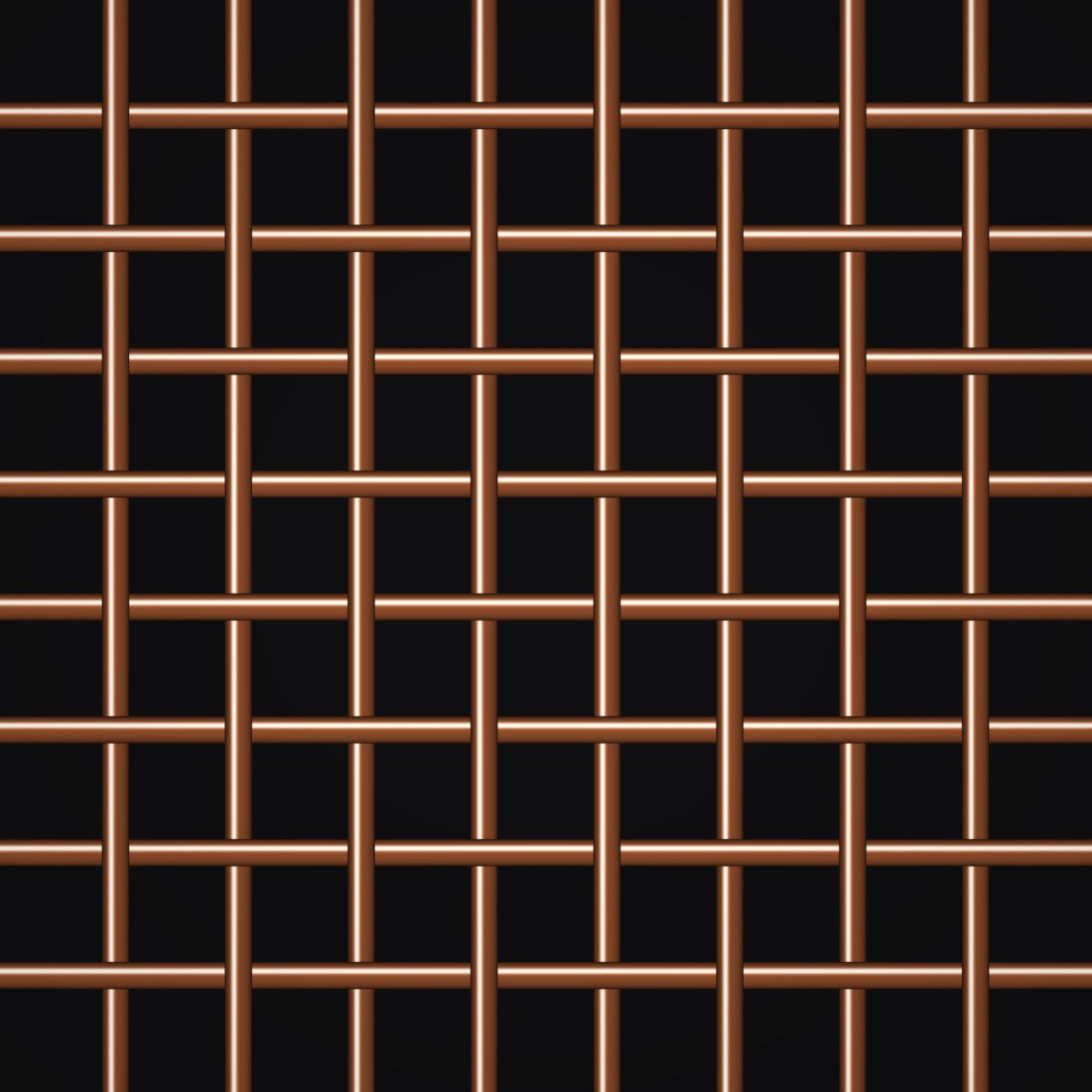 Close-up of copper crimped woven wire mesh, 8 mesh, in .028" wire