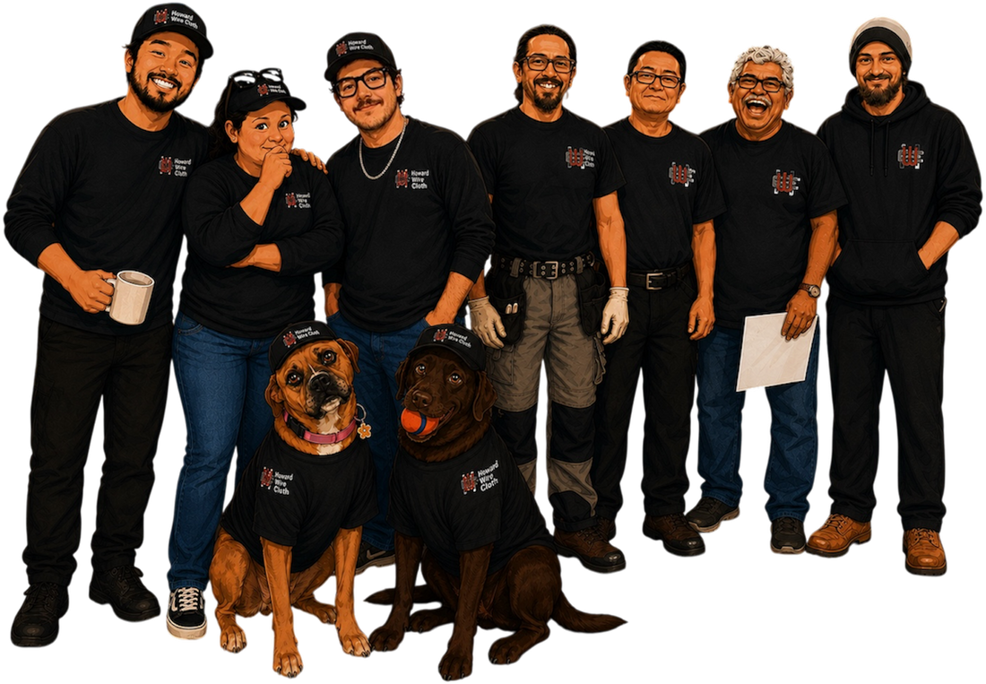 The Howard Wire crew in Hayward, California, with shop dogs Daisy and Nala