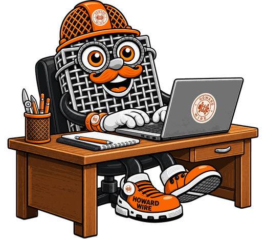 Meshy at a desk with a laptop, writing up notes from the shop floor