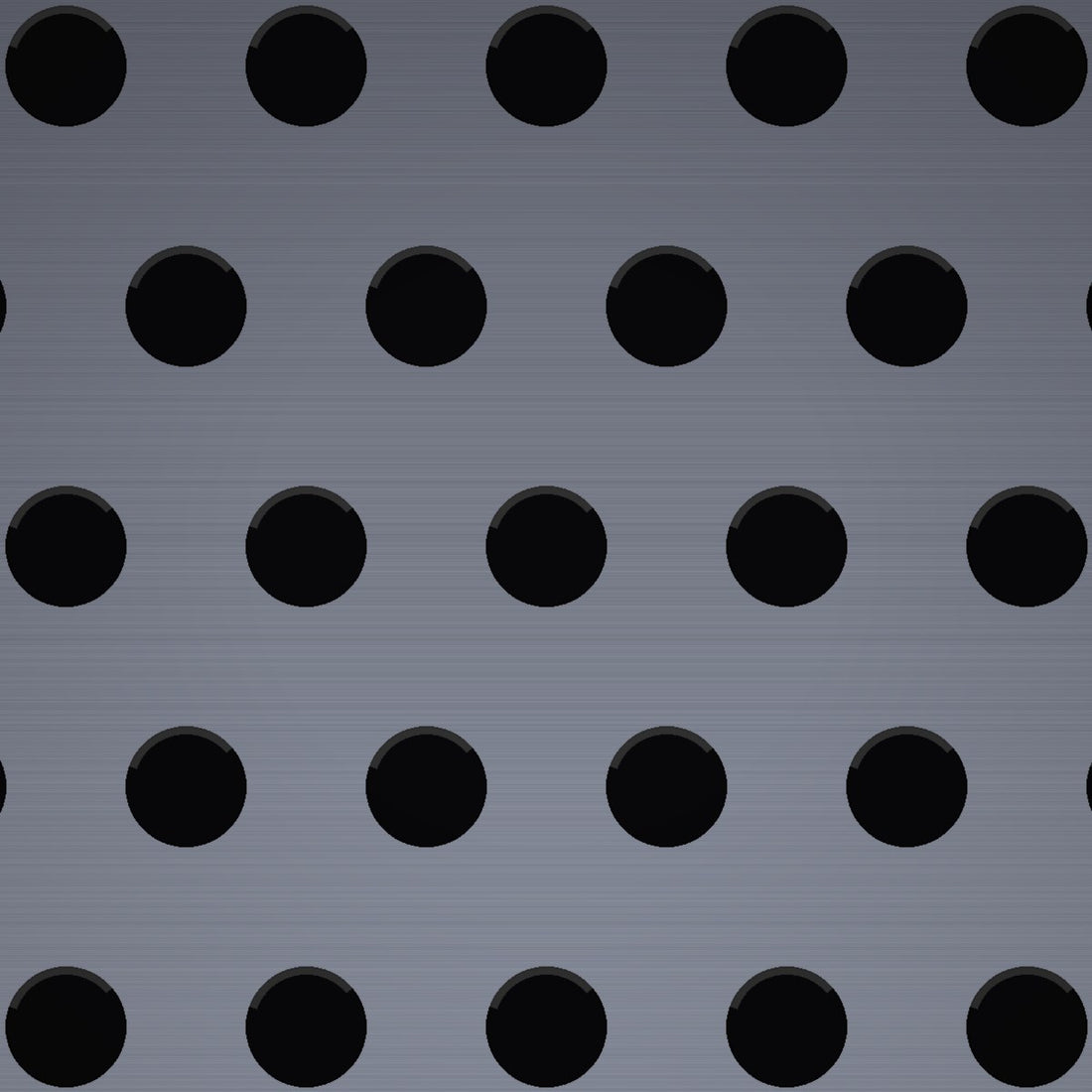Close-up of plain steel perforated sheet, 1/4" round holes on 1/2" straight centres