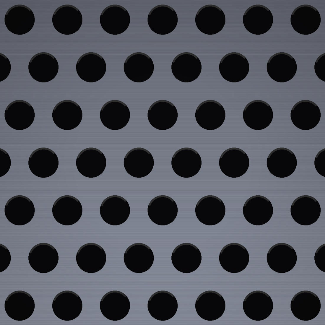 Close-up of plain steel perforated sheet, 5/64" round holes on 1/8" staggered centres