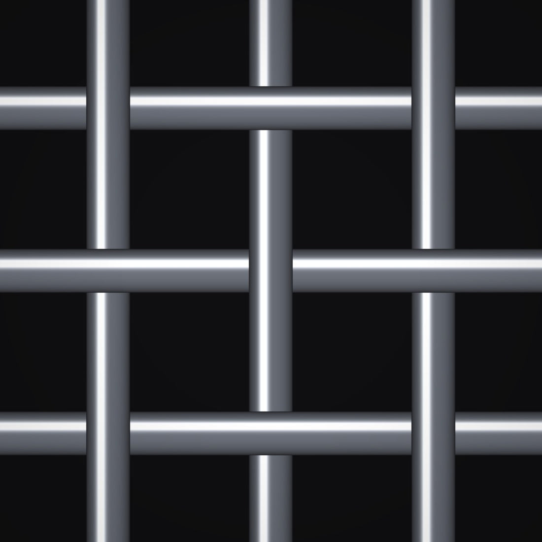 Close-up of plain steel crimped woven wire mesh, 1-1/2" square openings, in .135" wire