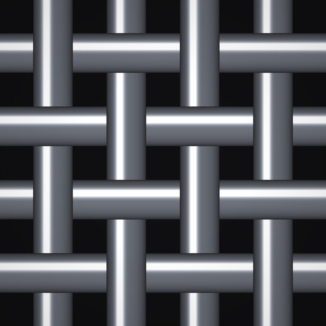 Close-up of plain steel crimped woven wire mesh, 1/4" square openings, in .135" wire