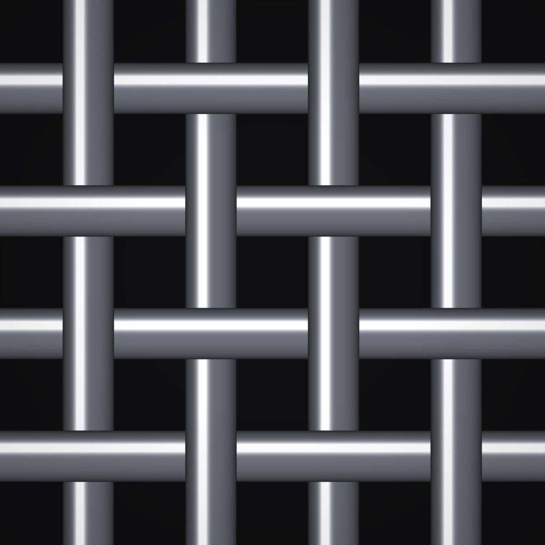 Close-up of plain steel crimped woven wire mesh, 4 mesh, in .105" wire